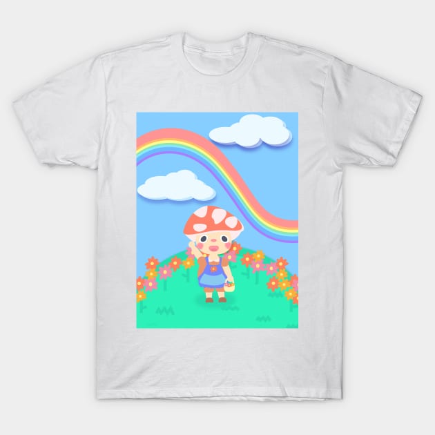 Fongy hongo kawaii infantil en el jardin T-Shirt by uchix